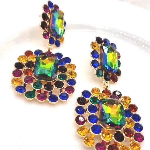 New ZARA cz Kaleidoscope Statement earrings - Picture 7 of 10